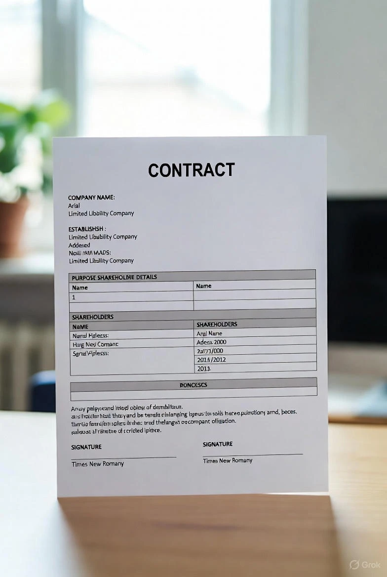 limited liability company (LLC) incorporation contract template